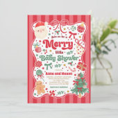 Merry Little Baby Shower Christmas Coquette Bow Einladung (Stehend Vorderseite)