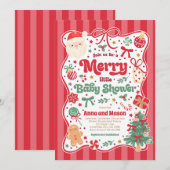 Merry Little Baby Shower Christmas Coquette Bow Einladung (Vorne/Hinten)