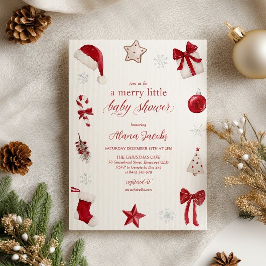 Merry Little Baby Shower Christmas Festive Einladung