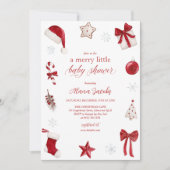 Merry Little Baby Shower Christmas Festive Einladung (Vorderseite)