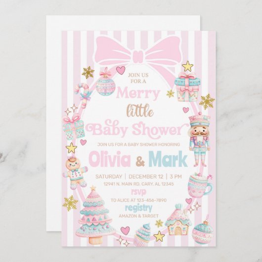 Merry little baby shower Christmas invitation. Einladung (Vorne/Hinten)