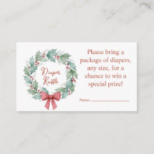 Merry Little Baby Shower Diaper Raffle Card