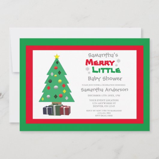 Merry Little Baby Shower Einladung (Vorderseite)