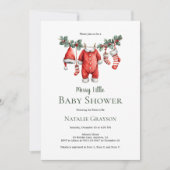 Merry Little Baby Shower Einladung (Vorderseite)