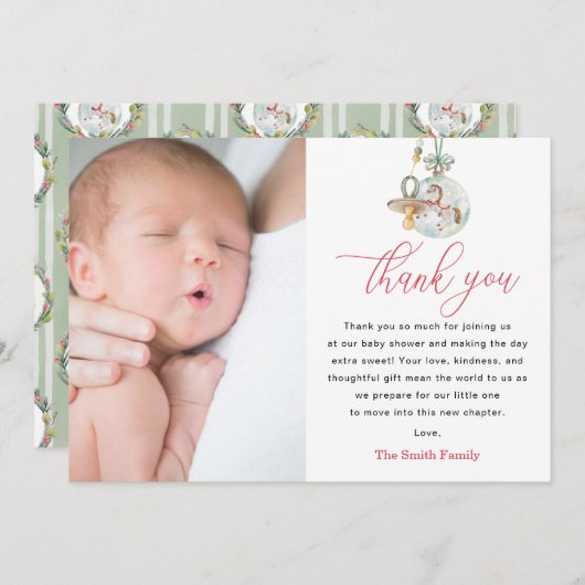 Merry Little Baby Shower Foto Danke Karte (Vorne/Hinten)