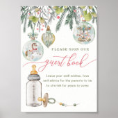 Merry Little Baby Shower Guest Book Sign Poster (Vorne)