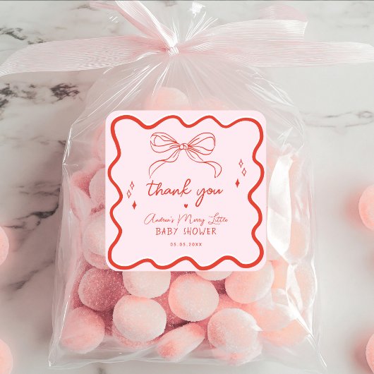 Merry Little Baby Shower Hand Drawn Christmas Quadratischer Aufkleber