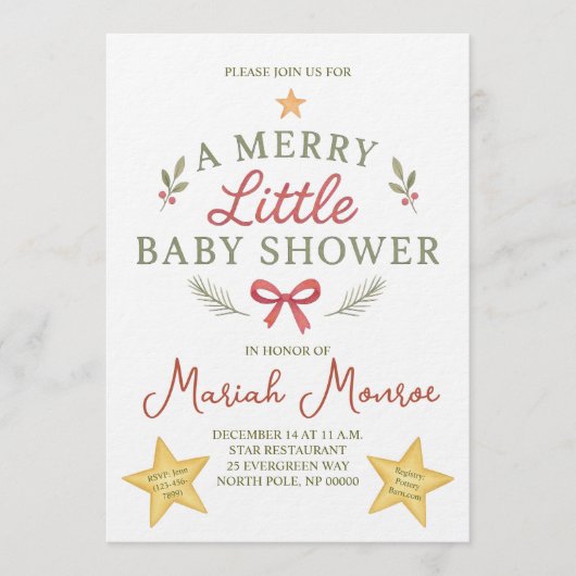 Merry Little Baby Shower Invitation Einladung (Vorderseite)