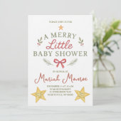 Merry Little Baby Shower Invitation Einladung (Stehend Vorderseite)