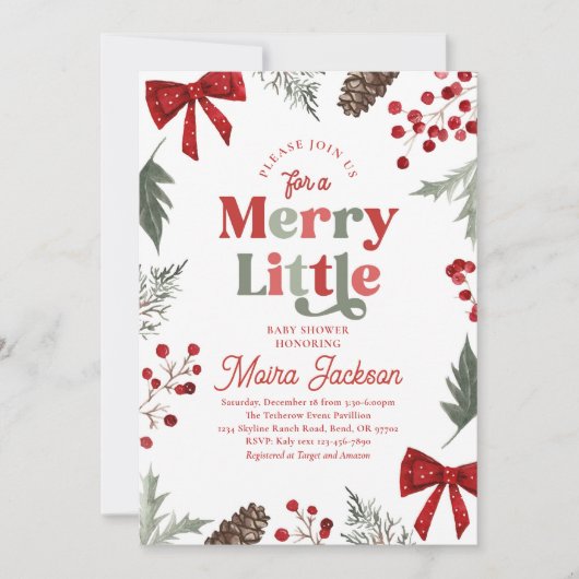 Merry Little Baby Shower Invitation Einladung (Vorderseite)
