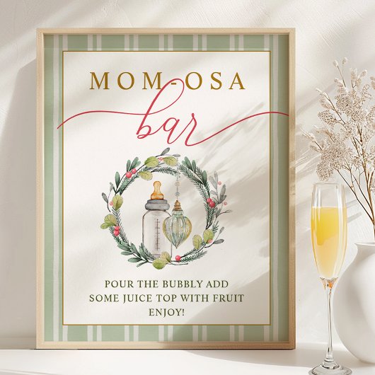Merry Little Baby Shower Mama-osa Bar Sign Poster