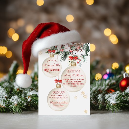 Merry Little Baby Shower Moderne Weihnachten Einladung