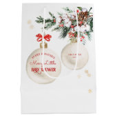 Merry Little Baby Shower Moderne Weihnachten Mittlere Geschenktüte (Rückseite)
