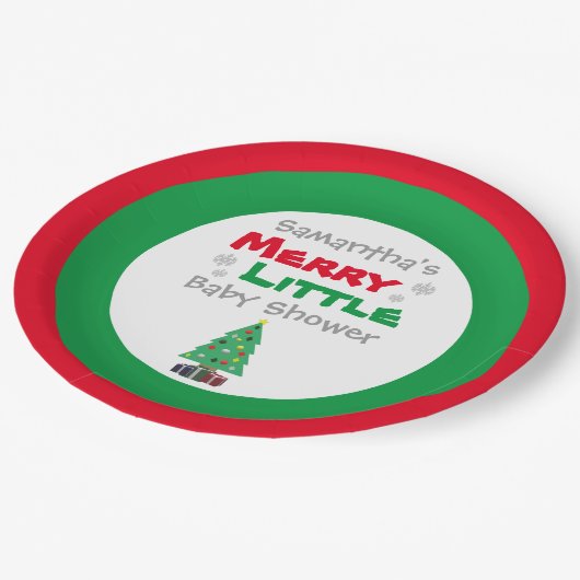 Merry Little Baby Shower Pappteller (Schrägansicht)