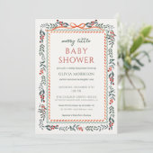Merry Little Baby Shower Red Bow Christmas Einladung (Stehend Vorderseite)