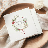 Merry Little Baby Shower Red Bow Wreath Serviette