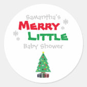 Merry Little Baby Shower Runder Aufkleber (Vorderseite)