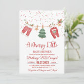 Merry Little Baby Shower Santa Baby Einladung (Stehend Vorderseite)