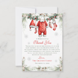 Merry Little Baby Shower Santa Clothesline Dankeskarte