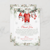 Merry Little Baby Shower Santa Clothesline Dankeskarte (Vorne/Hinten)