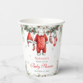 Merry Little Baby Shower Santa Clothesline Pappbecher (Rückseite)