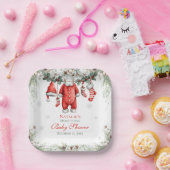Merry Little Baby Shower Santa Clothesline Pappteller (Party)