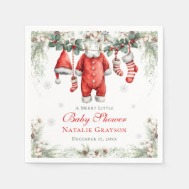 Merry Little Baby Shower Santa Clothesline Serviette