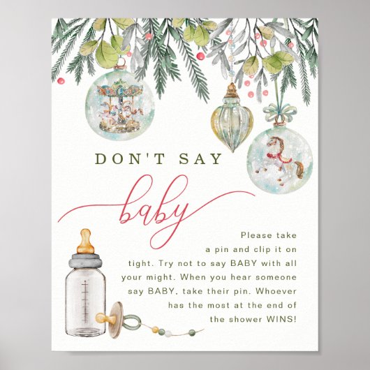 Merry Little Baby Shower Say Baby Game Sign Poster (Vorne)