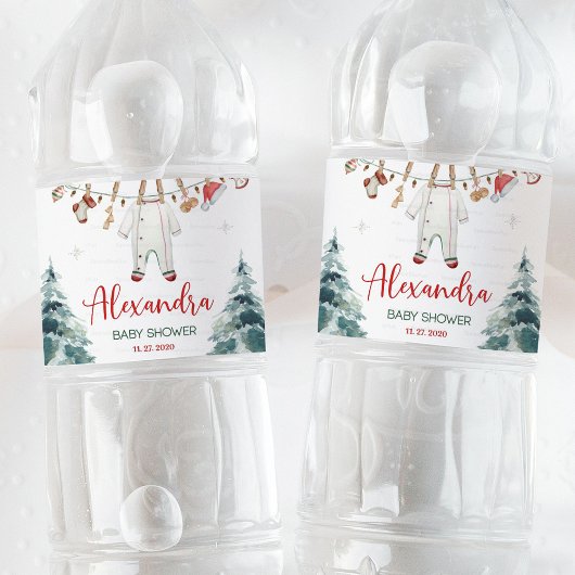 Merry Little Baby Shower Wasserflaschenetikett