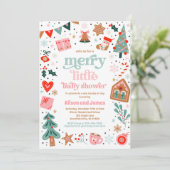Merry Little Baby Shower Weihnachtsdusche Einladung (Stehend Vorderseite)
