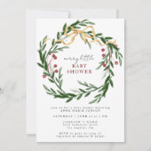 Merry Little Baby Shower Winter Botanical & Gold Einladung (Vorderseite)