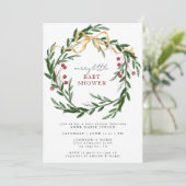 Merry Little Baby Shower Winter Botanical & Gold Einladung (Stehend Vorderseite)