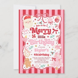 Merry Little Birthday Party Christmas Coquette Bow Einladung