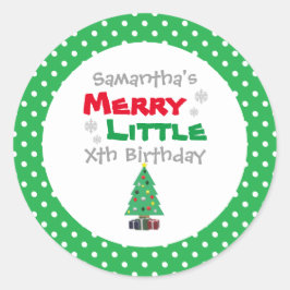 Merry Little Birthday Runder Aufkleber