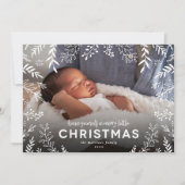 Merry Little Botanical Overlay Foto Feiertagskarte (Vorderseite)