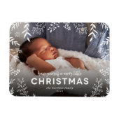 Merry Little Botanical Overlay Foto Magnet (Horizontal)