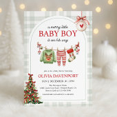 Merry Little Boy Gingham Christmas Baby Shower Einladung