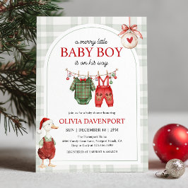 Merry Little Boy Goose Christmas Baby Shower Einladung