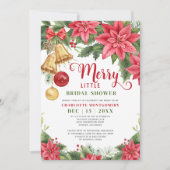 Merry Little Brautparty Christmas Poinsettia Einladung (Vorderseite)