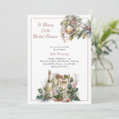Merry Little Brautparty Holly Brunch und Bubbly Einladung (Stehend Vorderseite)