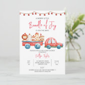 Merry Little Bundle of Joy, Christmas Baby Shower Einladung (Stehend Vorderseite)