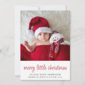 Merry Little Christmas 4 Foto Birth Ankündigung (Vorderseite)