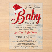 Merry Little Christmas Baby Shower Acryleinladungen (Vorderseite)