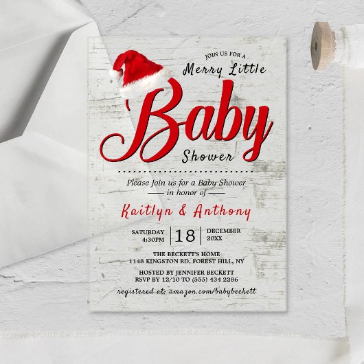 Merry Little Christmas Baby Shower Acryleinladungen