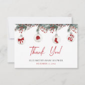 Merry Little Christmas Baby Shower Dankeskarte (Vorderseite)