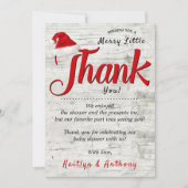 Merry Little Christmas Baby Shower Dankeskarte (Vorderseite)