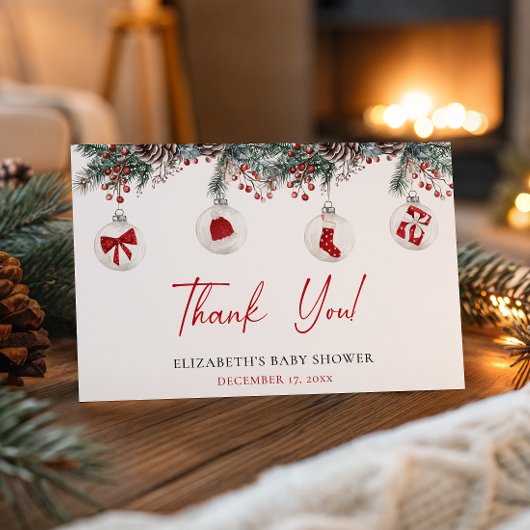 Merry Little Christmas Baby Shower Dankeskarte