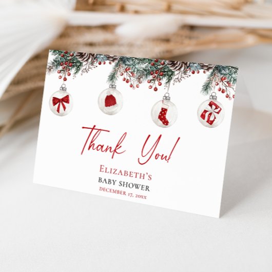 Merry Little Christmas Baby Shower Dankeskarte