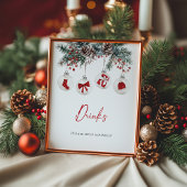 Merry Little Christmas Baby Shower Drinks Poster