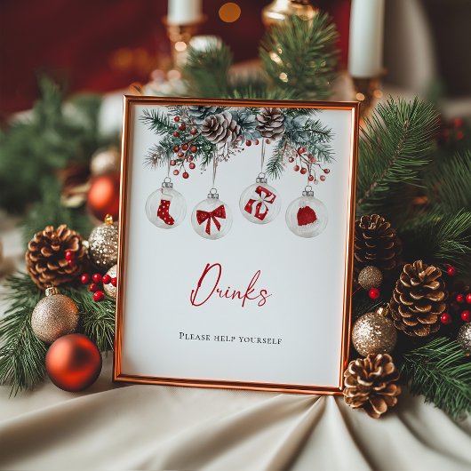 Merry Little Christmas Baby Shower Drinks Poster